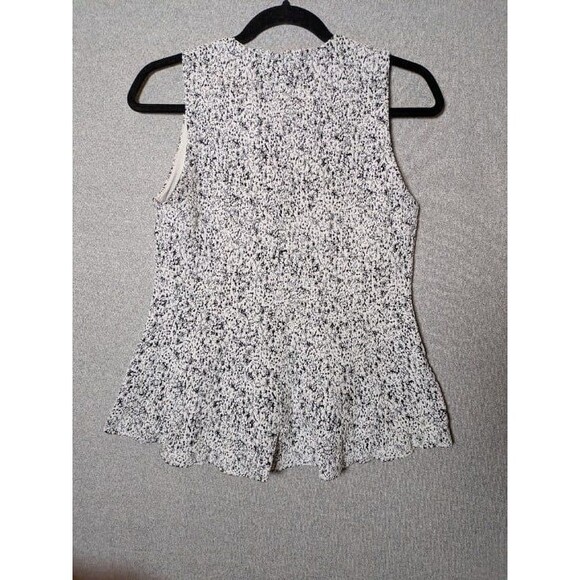 Theory Black & White Textured Sleeveless Peplum Top Size Small 90s Office Siren - Picture 7 of 7